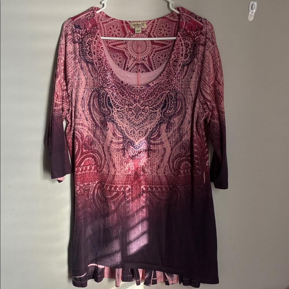 ONE WORLD Pink and Purple Tunic Top